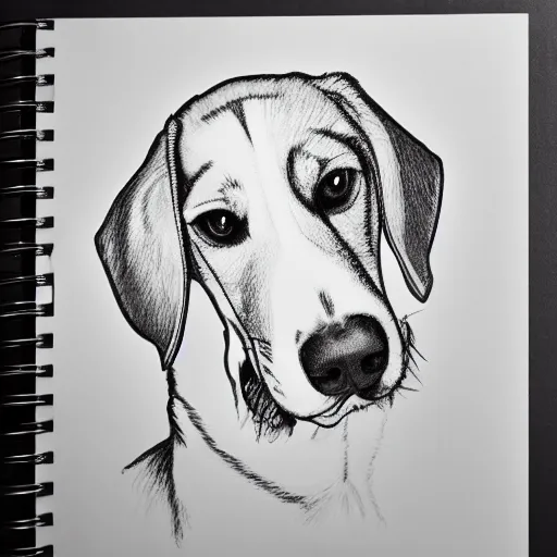 Image similar to detailed simple sketch of a beagle dog with a husky
