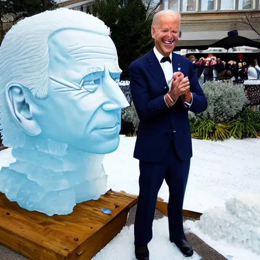 Image similar to joe biden ice sculpture, award winning
