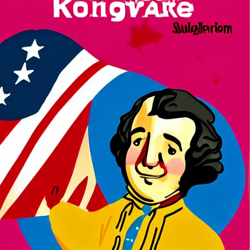 Prompt: silly cover illustration for a box of fat George Washington kids' sugar cereal