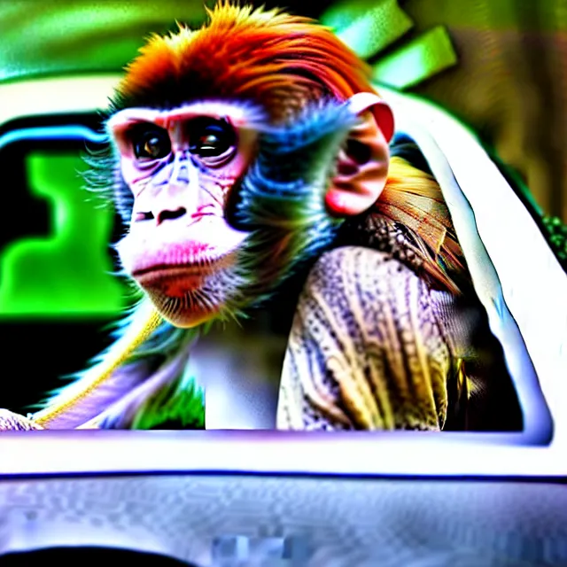 Image similar to a monkey learning to drive