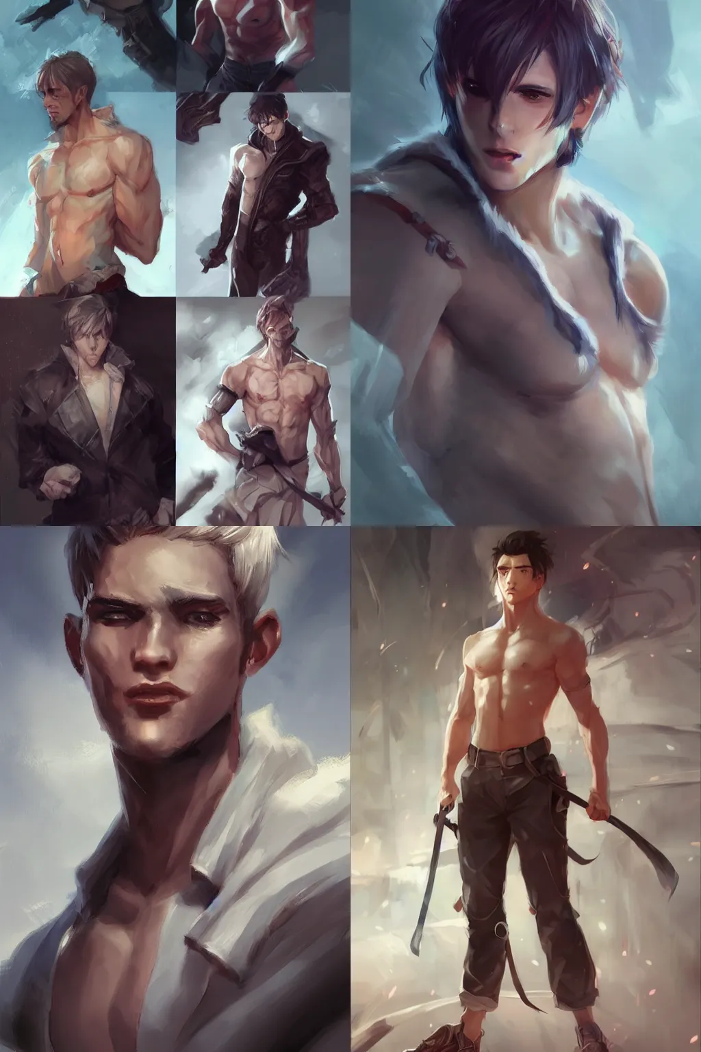 Prompt: male character art by wlop