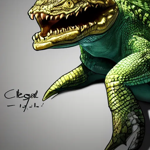 Prompt: crocodile detective, league of legends character, reptile, close up, digital art, trending on ArtStation