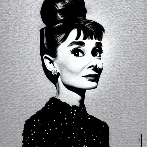 Prompt: audrey hepburn art by giulio campagnola