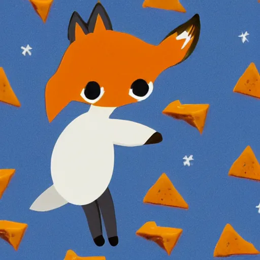 Prompt: fox eating cheese on the moon