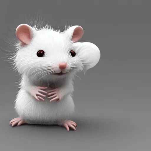 Prompt: fuzzy cute white rat 3 d render awardwinning