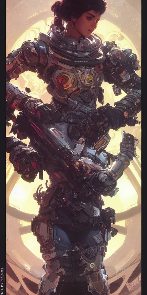 Image similar to dark space, apex legends, epic lighting, sketch illustration, ultra detailed, art by artgerm and greg rutkowski and alphonse mucha