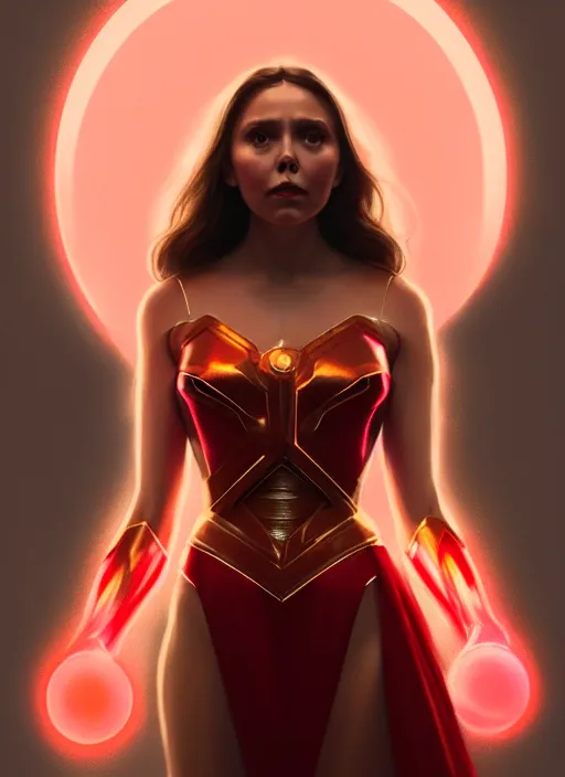 Image similar to portrait of modern darna, elizabeth olsen, intricate, elegant, glowing lights, highly detailed, digital painting, artstation, glamor pose, concept art, smooth, sharp focus, illustration, art by wlop, mars ravelo and greg rutkowski