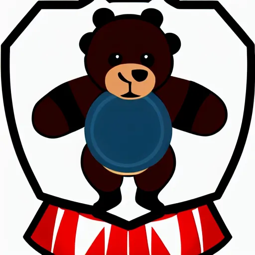 Image similar to A team mascot bear holding a rugby ball, vector, professional graphic design