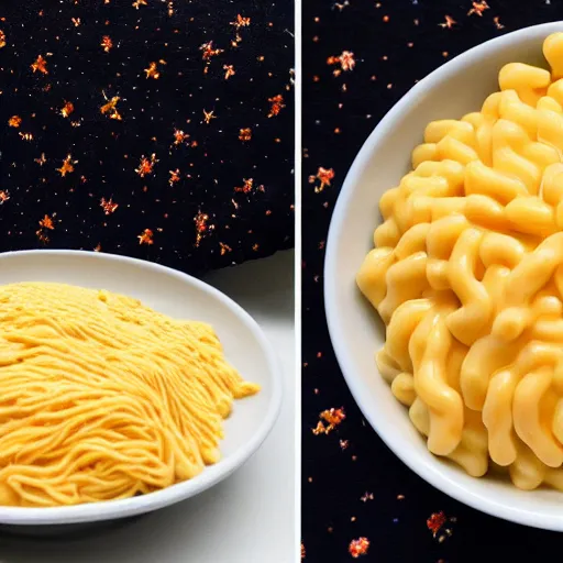 Prompt: a bowl of kraft dinner in space, embroidery, highly detailed