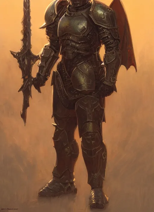 Image similar to the doomslayer as a realistic fantasy d & d knight, fullbody portrait art by donato giancola and greg rutkowski, realistic face, digital art, trending on artstation, head in frame