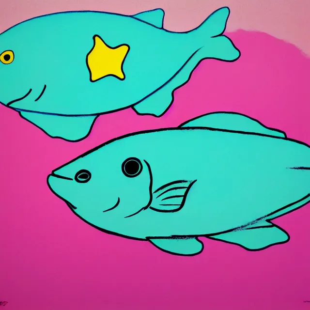 Prompt: ocean sunfish lying on the waves and thinking about life. pop art, pastel color scheme.