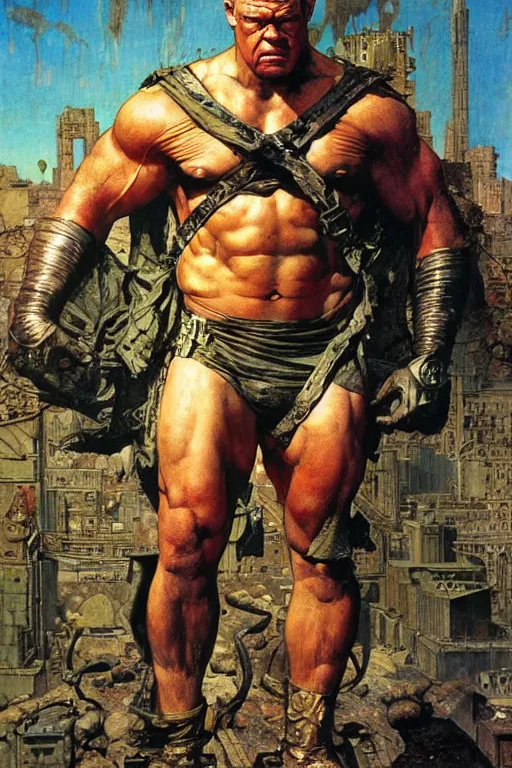 Image similar to jocko willink as huge superhero mutant warrior, dynamic action, dystopian, by lawrence alma tadema and zdzislaw beksinski and norman rockwell and tom lovell and greg staples