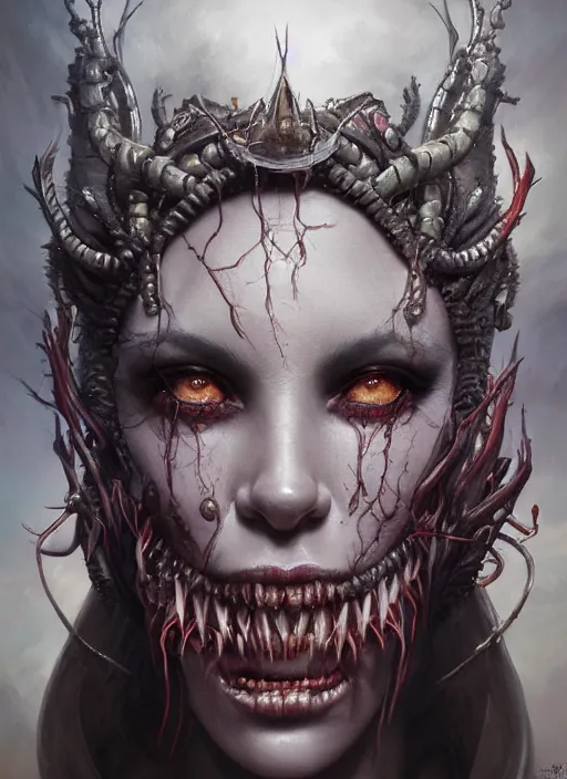 Image similar to a hyper detailed face portrait of the queen of blades, diablo 4 lilith, sideshow figurines, cthulu, by tom bagshaw, artgerm, dorian cleavenger, greg rutkowski, wlop, astri lohne, zdzisław beksinski trending on artstation