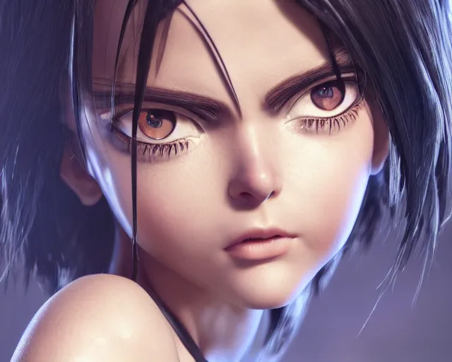 Prompt: battle angel alita, photorealistic, beautiful portrait, lifelike, octane engine, cinematic lighting, high detail, high resolution