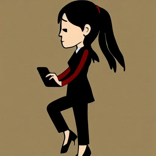 Prompt: girl making a phone call, business clothes, digital art