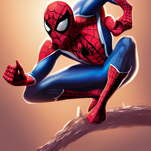 Image similar to spider - man sit on the raccoon and eating donuts, concept art, trending on artstation, highly detailed, intricate, sharp focus, digital art, 8 k