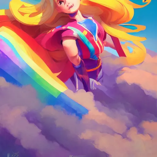 Image similar to hero world rainbow brite, behance hd by jesper ejsing, by rhads, makoto shinkai and lois van baarle, ilya kuvshinov, rossdraws global illumination