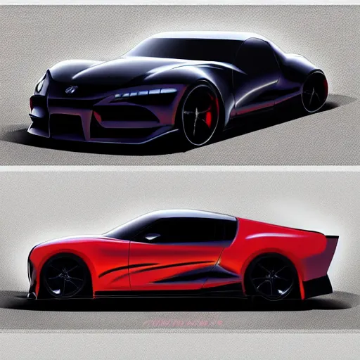 Image similar to concept for an american muscle car inspired by a toyota supra