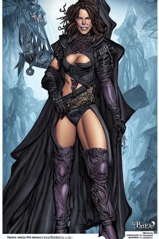 Prompt: kate beckinsale as dnd warlock, female, by ethan van sciver