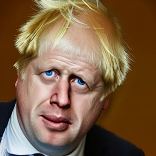 Image similar to boris johnson but his forehead is on swole mode