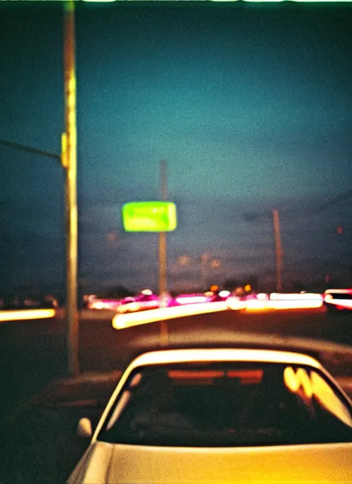 Image similar to Waiting in the car Waiting for the ride in the dark At night the city grows Look at the horizon glow Drinking in the lounge Following the neon signs Waiting for a word Looking at the milky skyline The city is my church It wraps me in its blinding twilight, cinestill 800