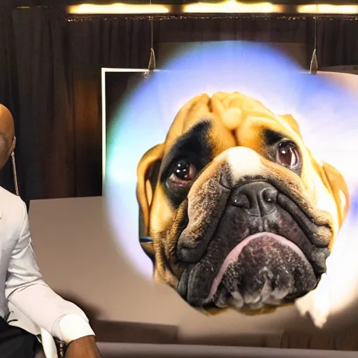 Image similar to a dog with steve harvey's face, studio lighting, 4 k, photorealistic, award winning