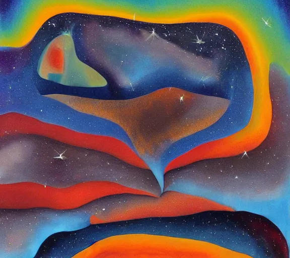 Image similar to a river of bodies and nebula and jewels, by Georgia O keeffe