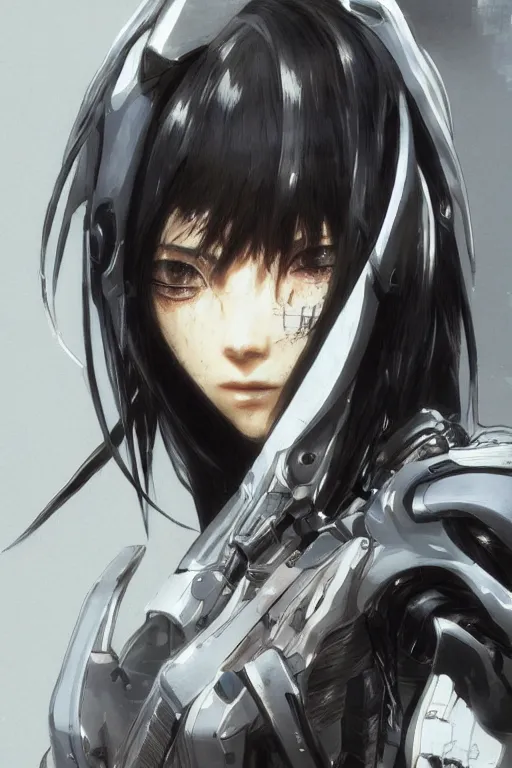 Image similar to Beautiful Gunnm Alita by Tsutomu Nihei, artstation, young, very attractive, pretty face, hyper detailed, rendering by octane, shallow depth of field, uplight