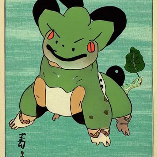 Image similar to Beautiful Ukiyo-e painting of a bulbasaur