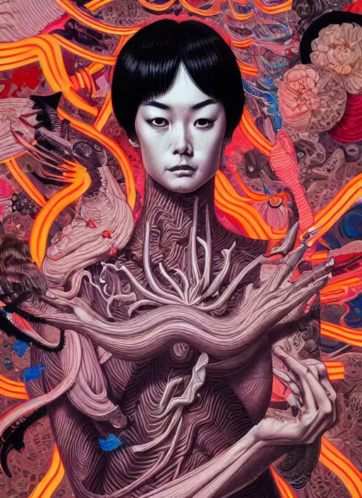 Image similar to akira, junji ito, tristan eaton, victo ngai, artgerm, rhads, ross draws, hyperrealism, intricate detailed