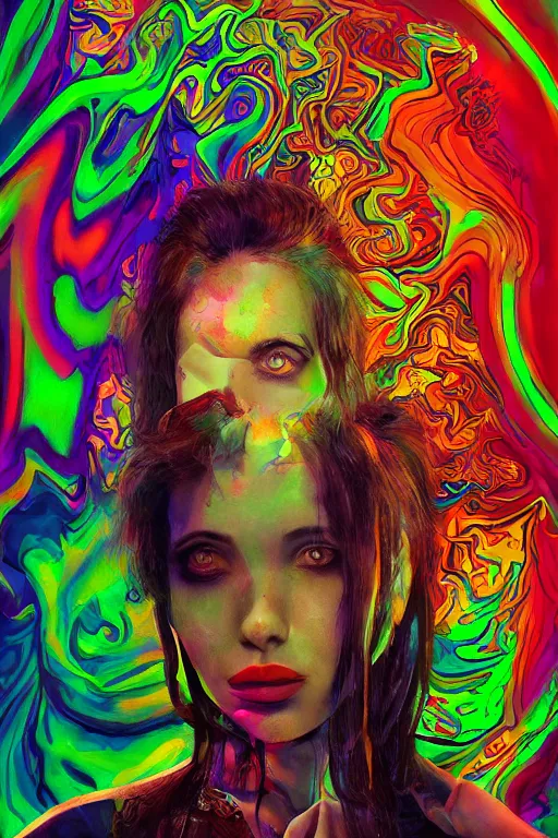 Prompt: 2 5 - year - old sofia vassilieva on an intense movie - themed psychedelic odyssey in los angeles trending on artstation