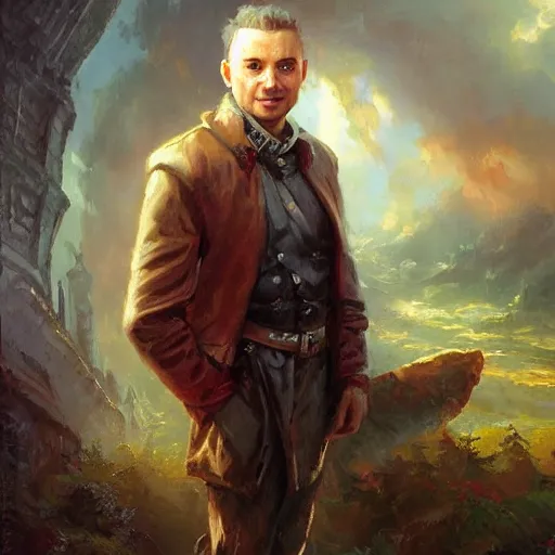 Image similar to portrait of a polish man ( 3 5 ) from poland in 2 0 2 1, an oil painting by ross tran and thomas kincade