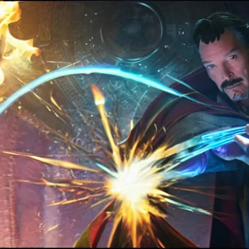 Image similar to dr. strange casting a shield spell in the metaverse