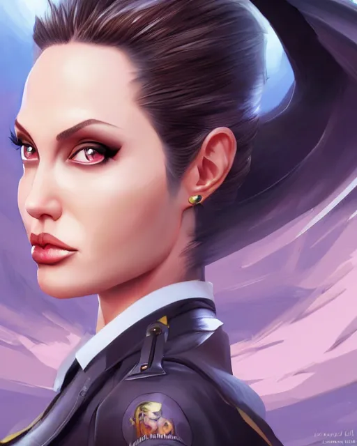 Prompt: capcom character, anime portrait of angelina jolie, highly detailed, digital painting, artstation, character, concept art, smooth