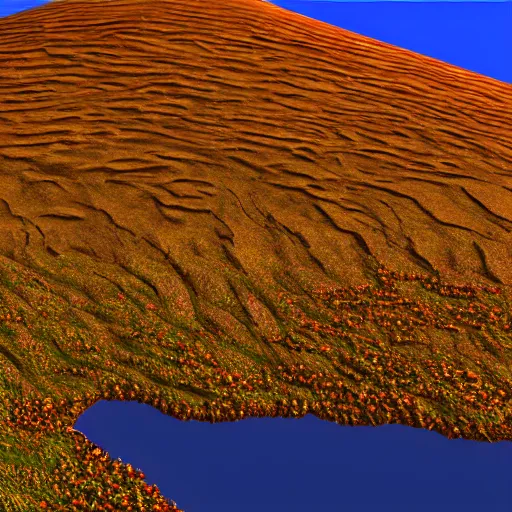 Image similar to a beautiful landscape, raytraced