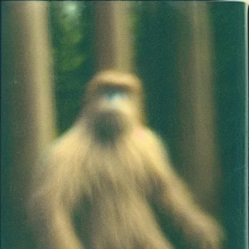 Prompt: blurry Polaroid of Bigfoot