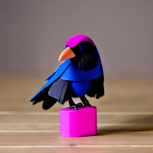 Prompt: a cute toy raven bird, product shot