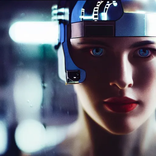 Prompt: cinestill 5 0 d candid photographic portrait by jean - luc godard of a retro - futurist android, closeup, modern cyberpunk moody emotional cinematic, pouring rain menacing lights shadows, 8 k, hd, high resolution, 3 5 mm, f / 3 2, ultra realistic faces, ex machina, blur, unframed