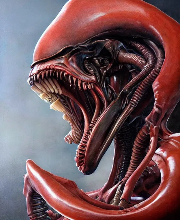 Image similar to xenomorph, art by denys tsiperko and bogdan rezunenko, hyperrealism