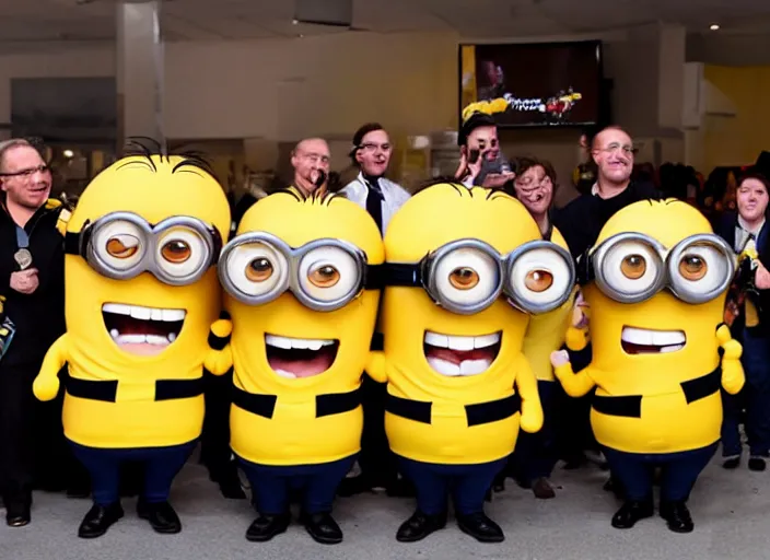 Image similar to Danny DeVito dressed in a minions costume, 8k, award winning photograph