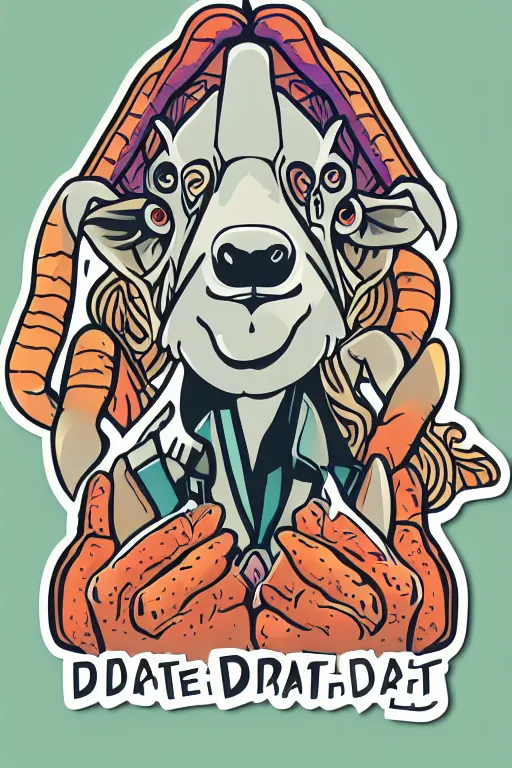 Image similar to Portrait of a drug dealer goat, sticker, andromorphic, colorful, illustration, highly detailed, simple, smooth and clean vector curves, no jagged lines, vector art, smooth