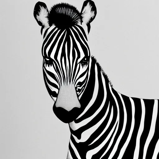 Prompt: A black and white zebra with a rainbow mane drawn in a realistic style.