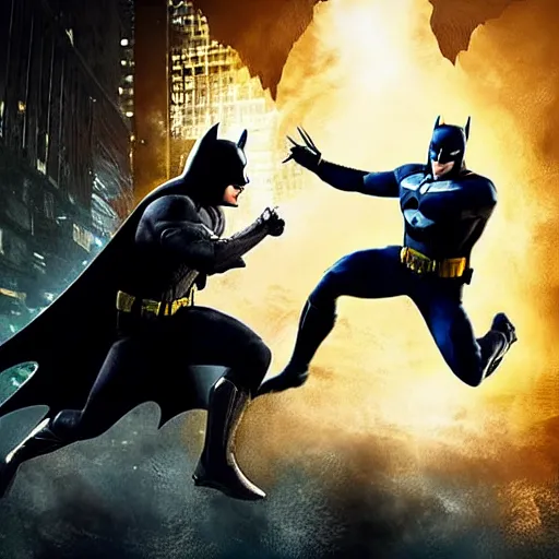 Prompt: epic awe inspiring photorealistic Batman VS Wolverine movie poster 8k hdr