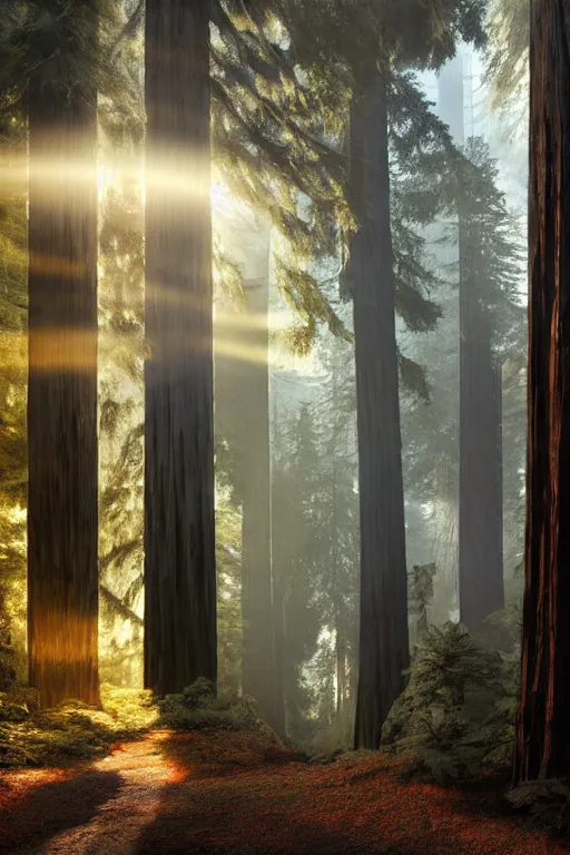 Image similar to a beautiful woodcut print of a redwood forest, 8 k, frostbite 3 engine, cryengine, dof, trending on artstation, digital art, crepuscular ray, art by roy l davies and tugboat printshop