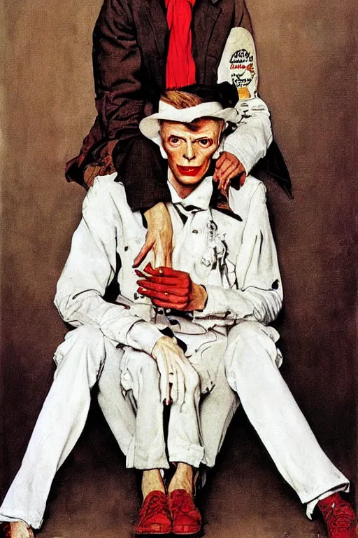 Image similar to david bowie painted by norman rockwell