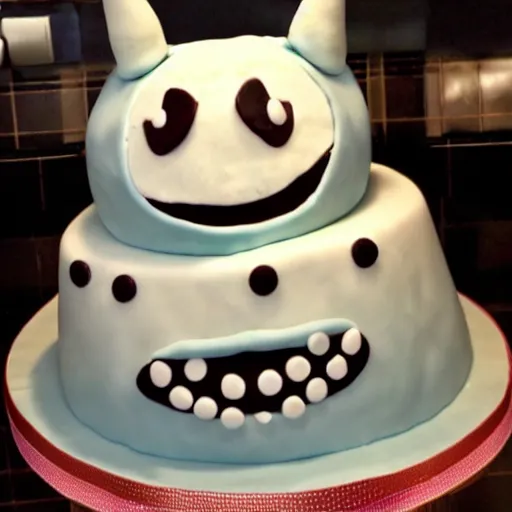 Image similar to a cake with an icing trollface decoration