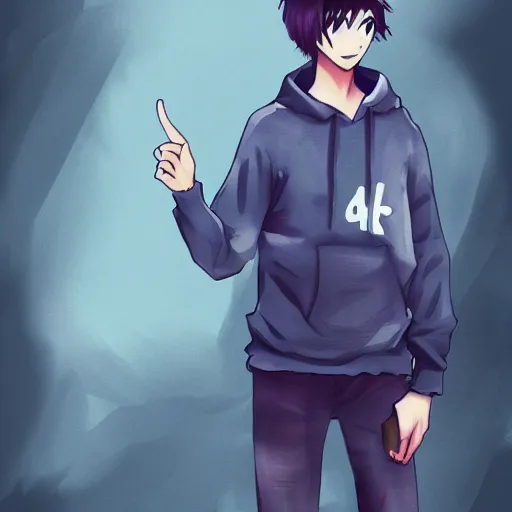 cute anime guy in hoodie concept art 4k Stable Diffusion