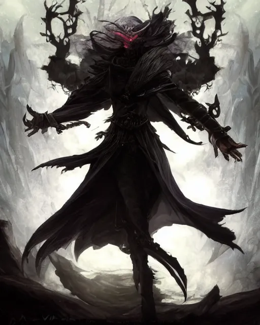 Image similar to Dark Fox Mage, spell, fog, magic the gathering artwork, D&D, fantasy, cinematic lighting, centered, symmetrical, highly detailed, digital painting, artstation, concept art, smooth, sharp focus, illustration, volumetric lighting, epic Composition, 8k, art by Akihiko Yoshida and Greg Rutkowski and Craig Mullins, oil painting, cgsociety