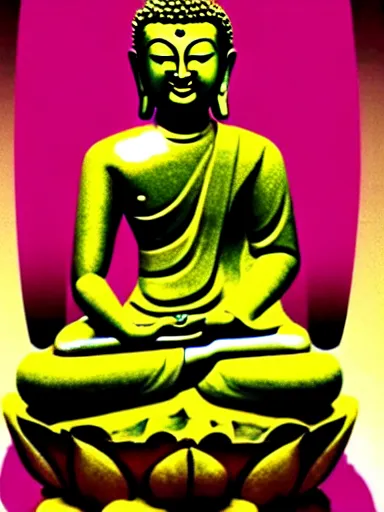 Image similar to the buddha sitting in full lotus position on a microchip