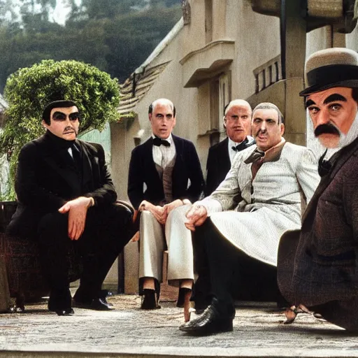 Image similar to scene of the hercule poirot tv serie featuring david suchet